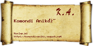 Komondi Anikó névjegykártya